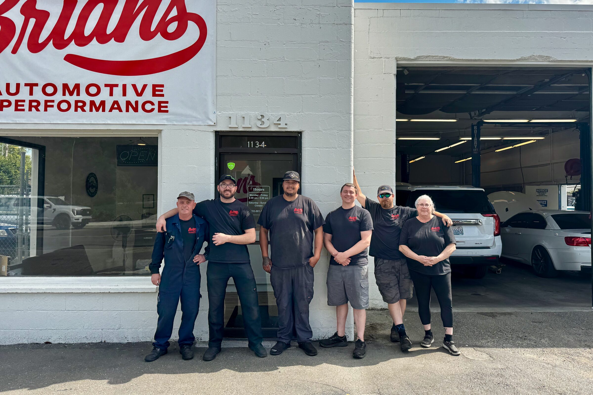 The Brian's Automotive & Performance team in front of the shop